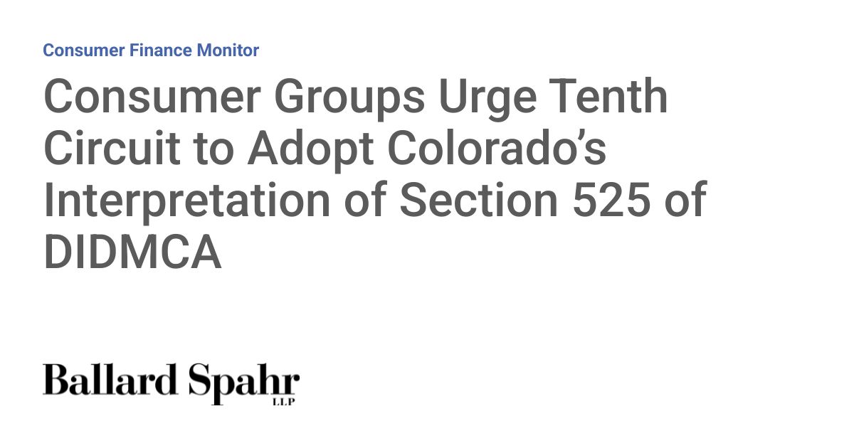 Filed: CRL, NCLC Back Colorado on Section 525