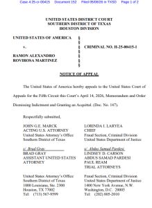 DOJ Appeals Rovirosa Acquittal After Sixth Amendment Loss