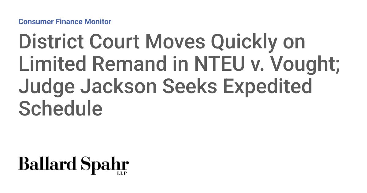 Remanded: Jackson to Rule on CFPB's 556-Employee Plan