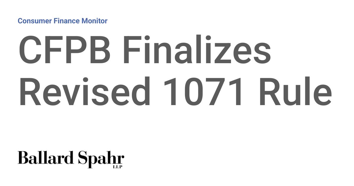 CFPB Narrows 1071 to $1M Threshold, 2028 Deadline