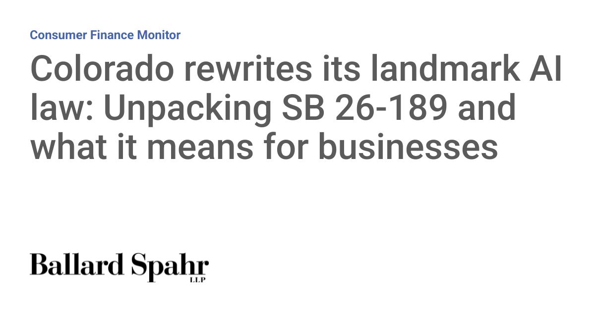 Passed: Colorado SB 26-189 Drops Federal Exemptions