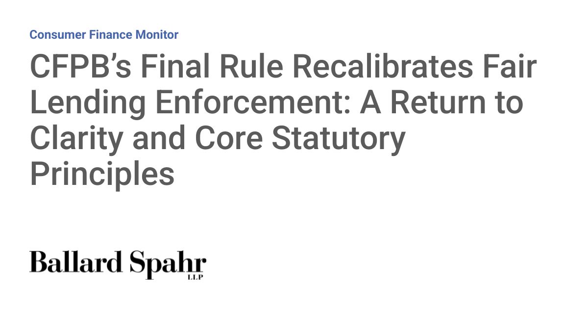 CFPB Strips ECOA Disparate Impact, July 21