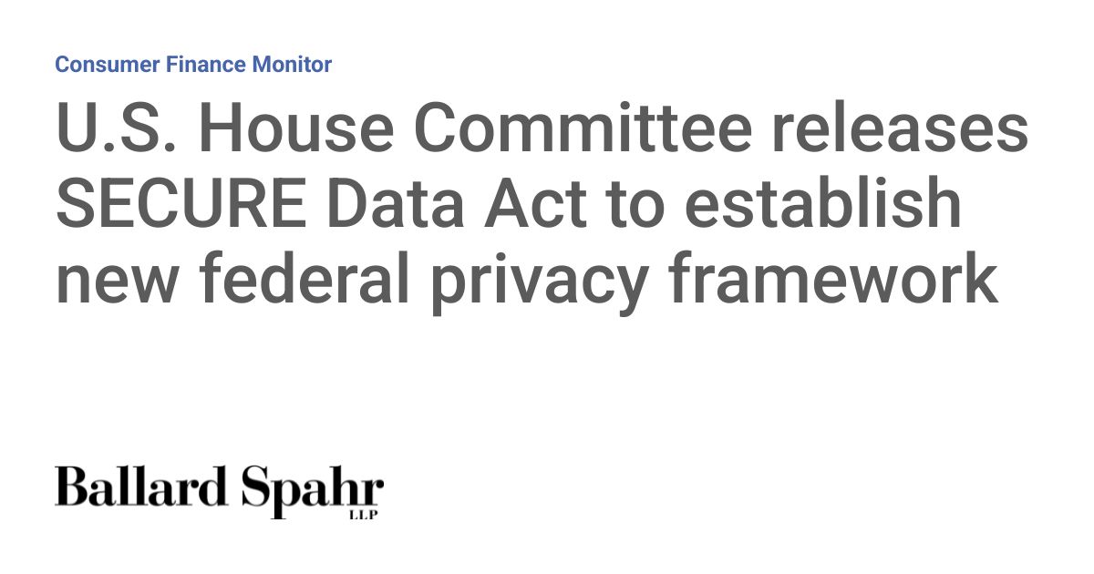 Filed: SECURE Data Act Sets $25M Privacy Threshold