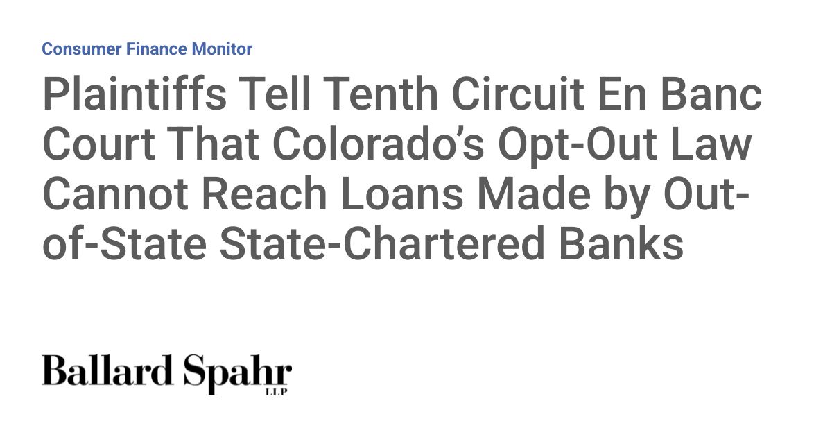 Filed: Banks, FDIC, 21 AGs Challenge Colorado Rate Law