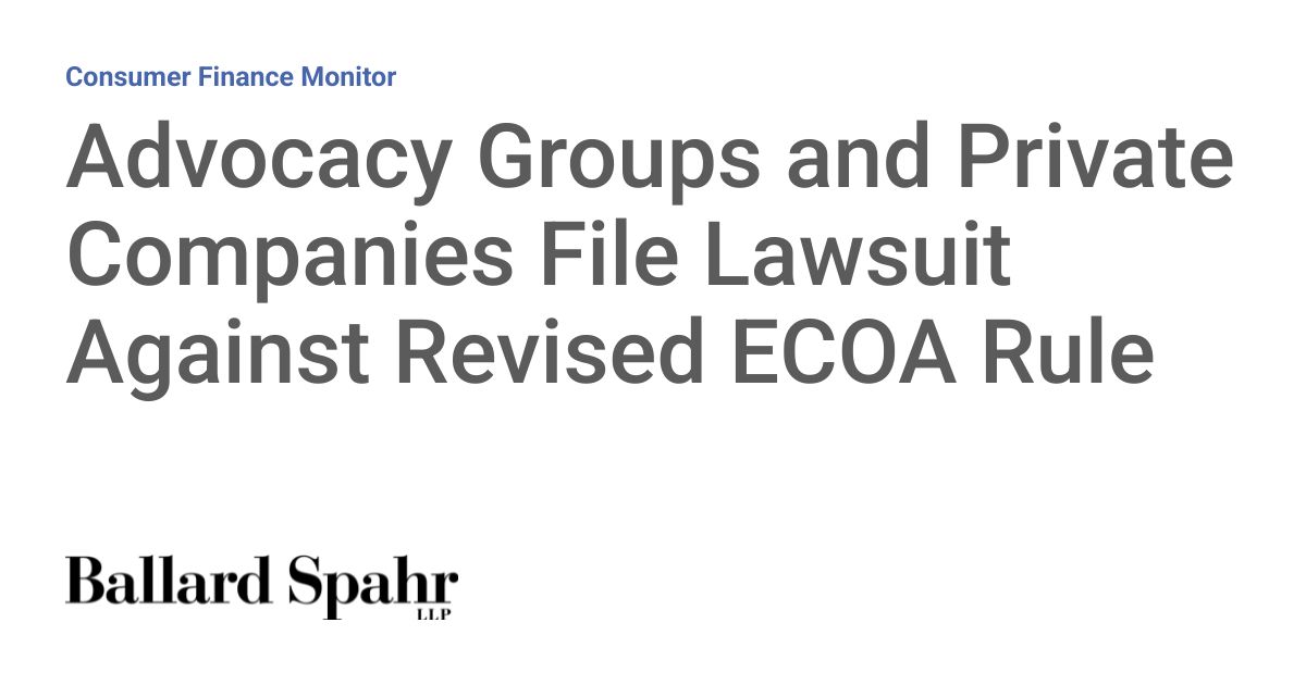 Filed: NFHA, SolasAI Sue CFPB Over ECOA Rollback